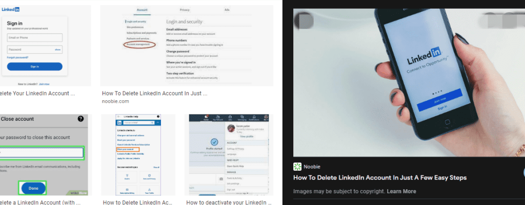 Steps to delete linkedin account without password
